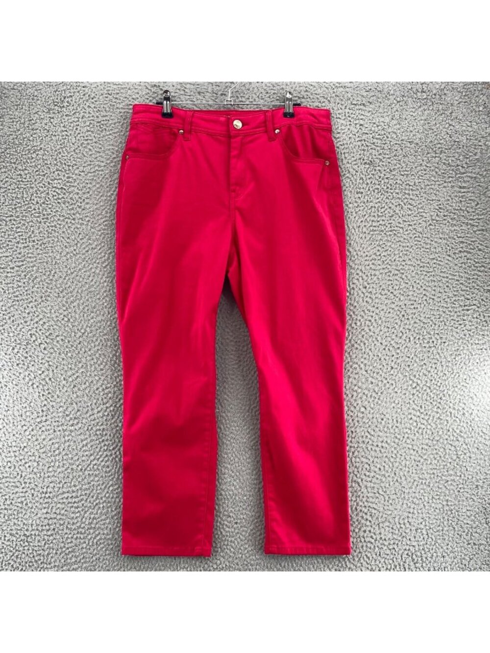 Chicos Jeans Womens 0.5 US 6 Pink Sateen Slim Leg Crop Capris Stretch Pockets